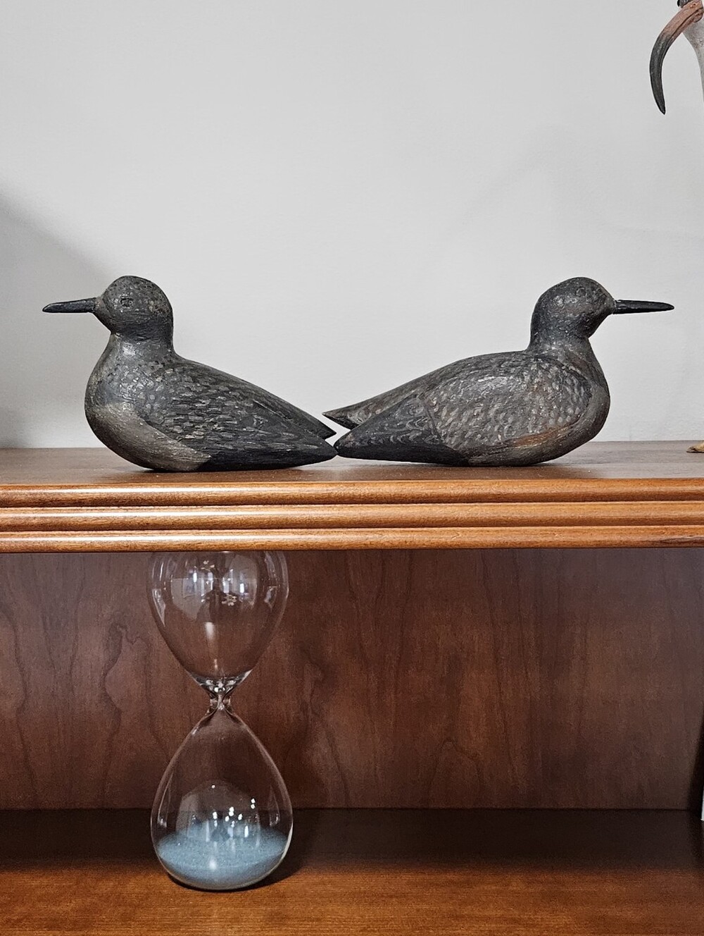 Pair of Carved Wooden Birds in Dark Brown/ Black